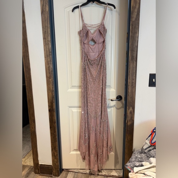 Embellished Mauve Beaded Evening Gown